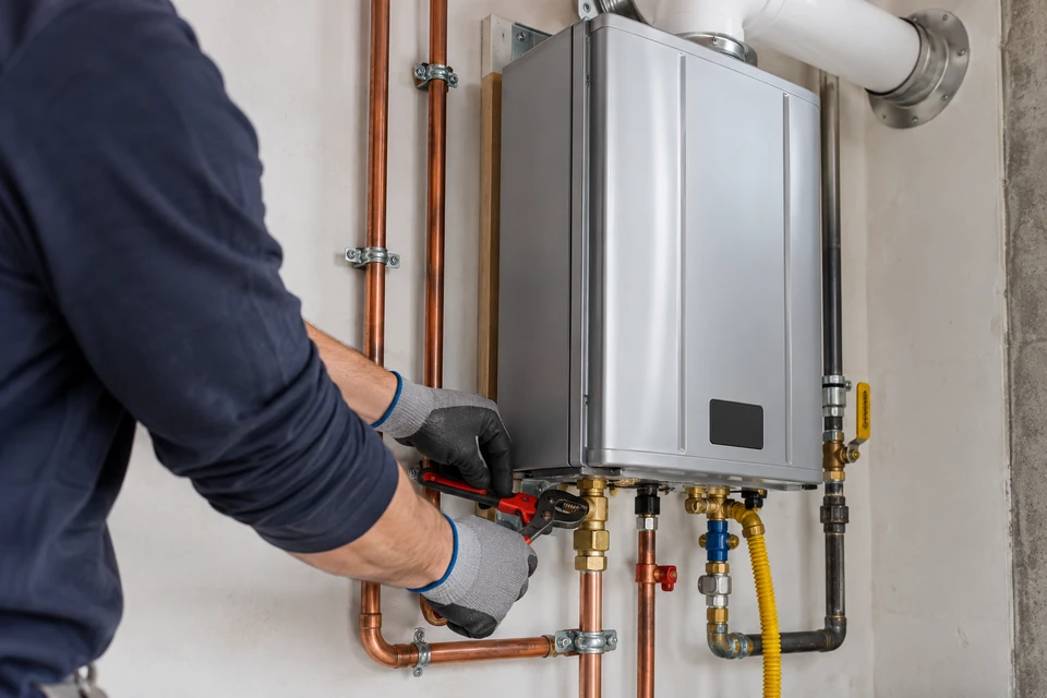 Tankless Water Heater Installation plumbing work in Colton CA
