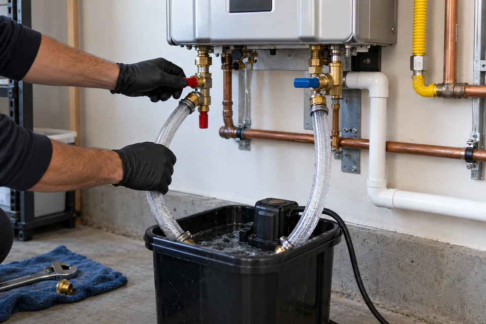 Tankless Repair and Flush plumbing work in Colton CA